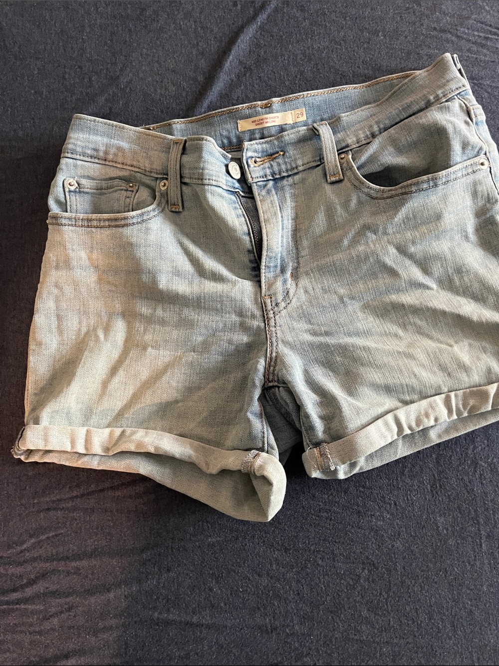 Women's Light Blue Rolled-Hem Denim Shorts